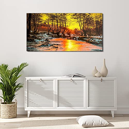 Tableau Image Acrylique 120x60cm Snow River Landscape