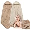Hooded Baby Bath Towels, 2 Pack Baby Towels with Hood for Newborn, Upgrade High Density 100% Muslin Cotton Baby Towel, Ultra Soft, Highly Absorbent, for Infants, Toddlers, Newborn Essential, 32” x 32”