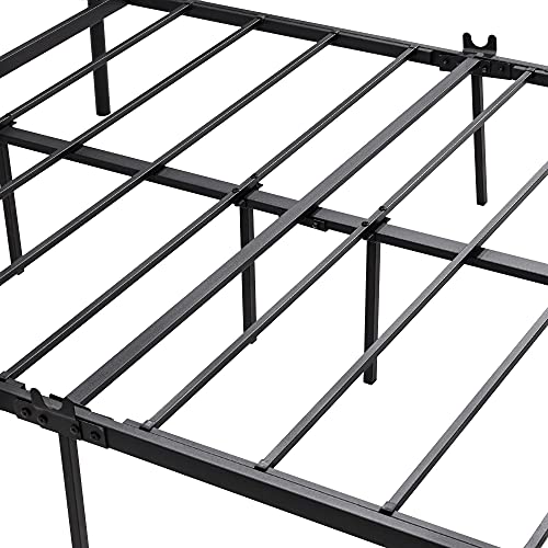 Jurmerry Metal Canopy Platform Bed Frame With Wood Headboard, No Box Spring Need, Mattress Support Easy Assembly,Full, Black Rb #TOP3