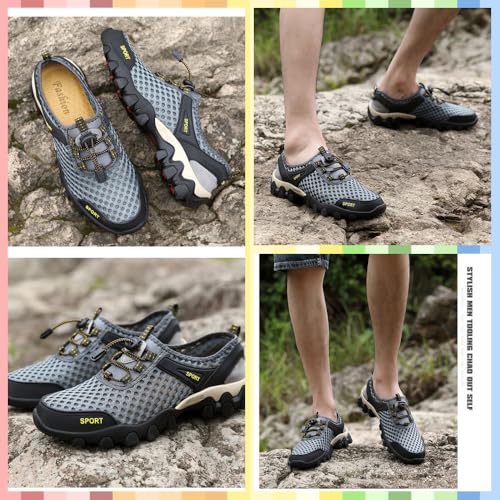 Men's Quick-Dry Outdoor Hiking Shoes – Breathable Mesh Sneakers with Arch Support, Non-Slip Water Shoes for Beach, Trekking, Fishing, and Summer Travel3
