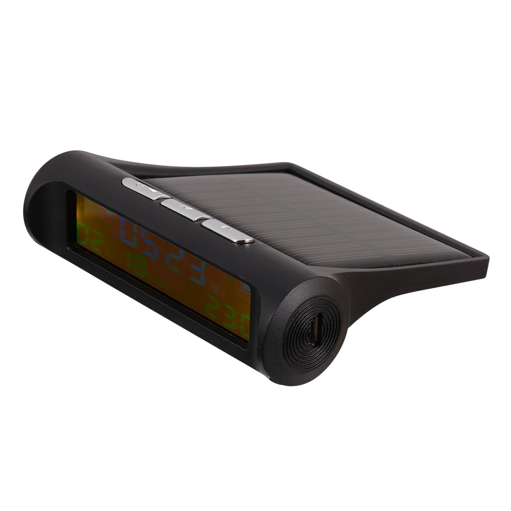 Gatuida 2piezas Reloj Digital Solar Para Coche Integrado Monitor De Temperatura y Presión De Neumáticos Pantalla Clara Para Uso Diurno y Nocturno Diseño Compacto y Portátil
