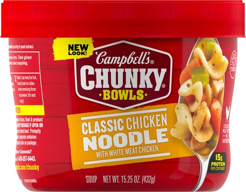 Image of Campbell's Chunky Soup, Classic Chicken Noodle Soup, 15.25 oz Microwavable Bowl (Pack of 2)