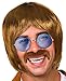 Produktbild Balinco Hippie Set mit Perücke + runde Sonnenbrille mit blauen Gläsern + Schnauzbart im 60er und 70er Jahre Stil für Herren & Damen Fasching Karneval oder auf Festivals