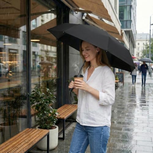 Image of BAODINI Small UV Protection Travel Umbrella Compact for Rain and Sun UPF 50+ Windproof Portable 42 inch Umbrella for Women and Men