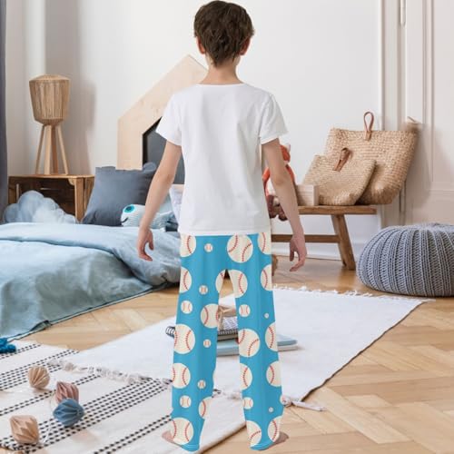 Boy's Pants Baseball Blue Jogger Pants Elastic Waist Long Bottoms Trousers with Pockets 6-14 Years3