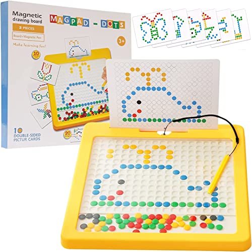 ZEAUBiM - Magnetic Drawing Board for Kids - Large Magnetic Dot Art Pad for Toddlers, Montessori Educational Preschool Toy, Travel Toy for 3-7 Year Old Boys & Girls (Large 12.4 Inch)