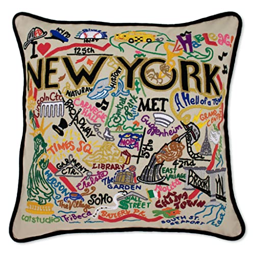 Catstudio New York City Embroidered Decorative Throw Pillow