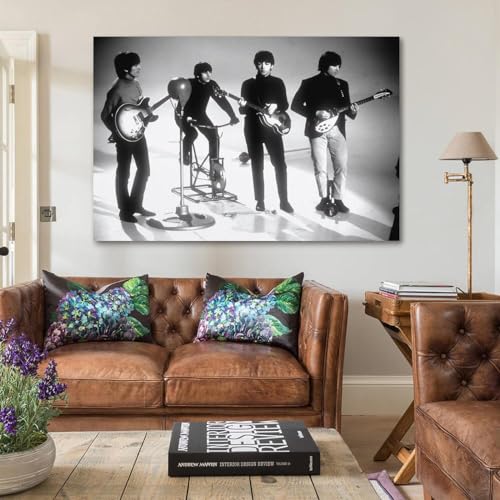 Poster décoratif sur toile The Beatles Star noir et blanc – 50 x 75 cm - Les Beatles, Paul McCartney, John Lennon, RIngo Starr, George Harrison Poster décoratif sur toile The Beatles Star noir et blanc - 50 x 75 cm – Image 6