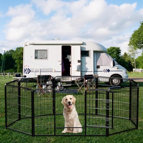 Image of NEWBULIG Dog Playpen Indoor 8 Panels 40 Inch, Metal Outdoor Dog Fence Pen | Heavy Duty Metal Exercise Pen, Foldable Portable, RV Camping, Yard Garden, Small Medium Large Dogs Pet Pen