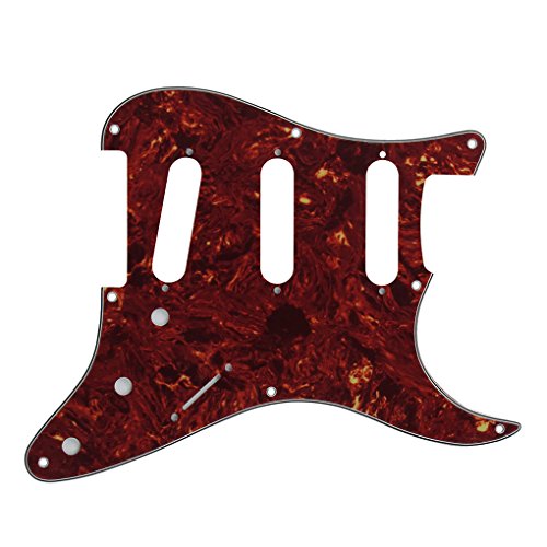 FLEOR Set of 8 Hole SSS Pickguard and Guitar Backplate with Screw for Vintage ST Style Guitar Parts Replacement,4Ply Red Tortoise Shell - Image 2
