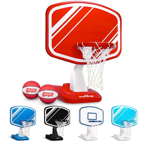 GoSports Splash Hoop Swimming Pool Basketball Game Includes Poolside Water Basketball Hoop 2 Balls and Pump–Choose Your Style