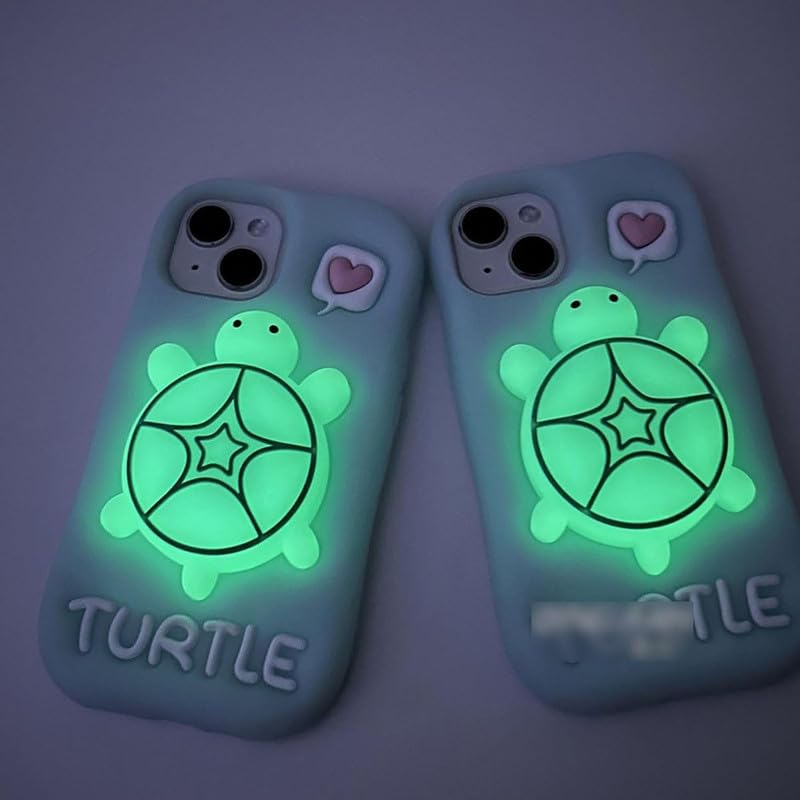 Image of COVERLY for iPhone 17 Cute Luminous 3D Turtle Cartoon Case,Full Protective Kawaii Sea Little Tortoise Neon Pop Back Case with Glow in Dark Soft Silicone Fashion Aesthetic Cover for Apple iPhone 17