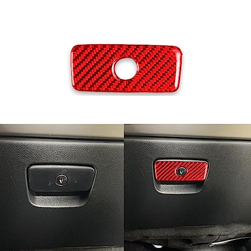 PJFUS Real Soft Carbon Fiber Car Co-Pilot Glove Storage Box Handle Switch Panel Cover Premium Sticker Compatible with Dodge Durango 2014-2020 Auto Interior Accessories red