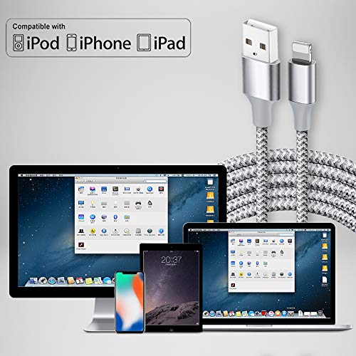 Charger Iphone Cable Cord [Apple Mfi Certified] 5Pack 3/3/6/6/10Ft Usb Lightning Cable Nylon Braided Fast Iphone Charging Cord Data Sync Usb Wire For Iphone 14/13/12/11Pro/Xr/X/8/7/6/5/Se,Ipad,Airpods #TOP6