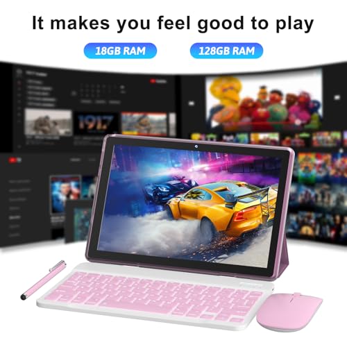 Image of Android 13 Tablet with Keyboard, 2024 Newest 10 Inch 2-in-1 Tablet, 8GB RAM+128GB ROM /1TB Expandable Tablet PC, Quad-Core 2.0GHz CPU 10 Inch HD Screen, 2.4G /5G WiFi 6 BT 5.0 Tablet with Case