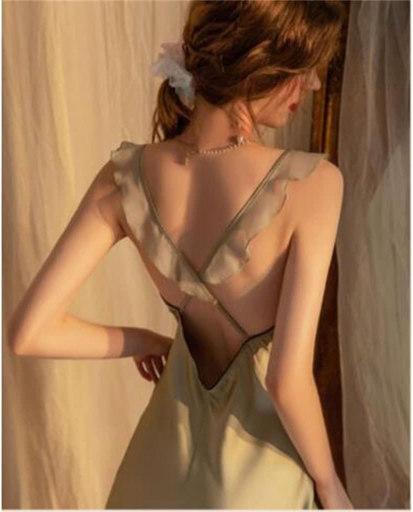Sexy pajamas Women's spring and autumn with breast pad Ice thin lace ruffle pures desire suspender nightdress