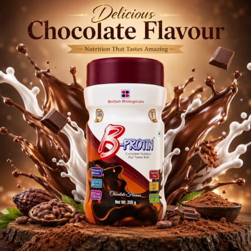 Image of B-Protin Chocolate Nutritional Supplement Powder 200g | High Protein with Whey, Soy & Casein | 27 Vitamins, Minerals & Amino Acids | Complete Daily Nutrition | Gluten Free | Trans Fat Free