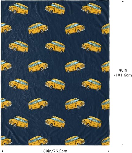 Image of School Bus Baby Blanket 30 inchx40 inch - Soft Flannel Fleece Throw for Crib & Stroller, Plush Nursery Blanket for Toddlers, Cozy Travel Blanket