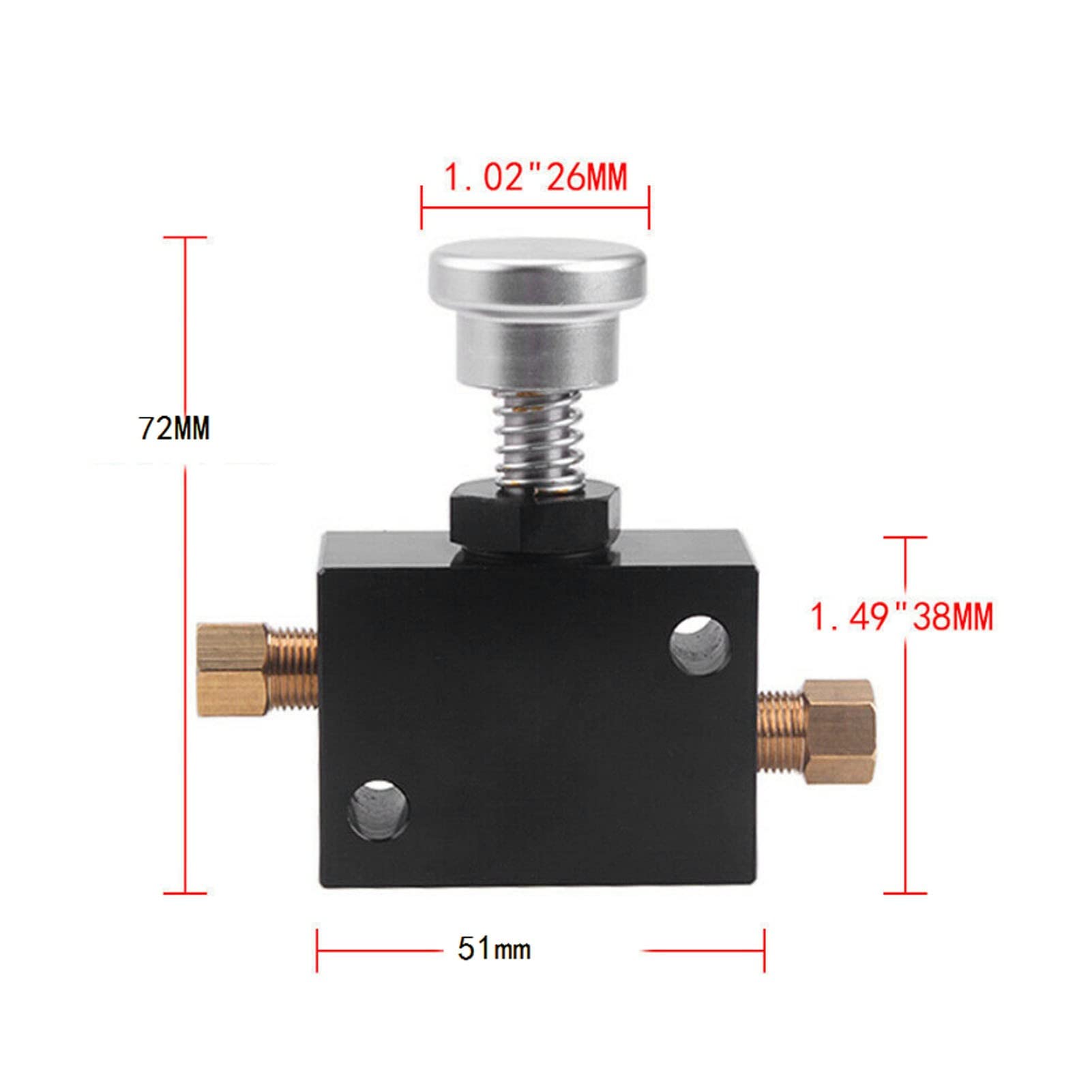 Vanne de dosage réglable 1/8NPT 100 à 1000PSI Vanne proportionnelle de frein universelle Noir Vanne proportionnelle à polarisation courte Vanne de dosage à polarisation courte pour voitures