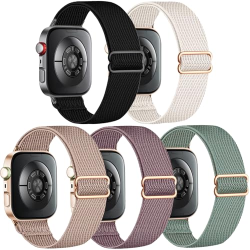 CUNUJIX 5 Stück Elastisch Nylon Armband Ersatz für Huawei Watch Fit 3/Fit 4/ Fit 4 Pro Dehnbare Loop Gewebe Ersatzband für Huawei Watch Fit 3/4/ 4 Pro Damen Herren