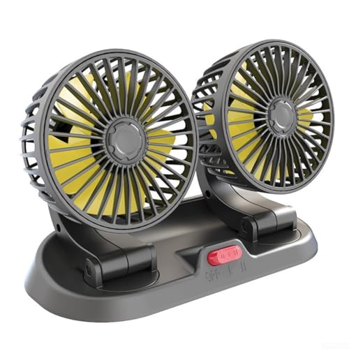 Ventilador de coche de 12 V con cabezales dobles y velocidad de flujo de aire ajustable para una ventilación efectiva en los coches, proporcionando comodidad para el conductor y los pasajeros
