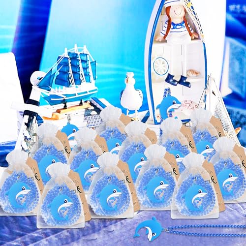 Image of 24 Pack Dolphin Necklace Party Favors for Sea World Themed Baby Shower, Birthday Party Goodie Bag Fillers,School Carnival Rewards, Photography Props, Home Decorations, Classroom Prize