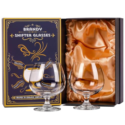 22oz Large Brandy Snifter Glasses Set of 2,Lead-Free Crystal Cognac Glasses with Gift Box - Premium Short Stem Drinkware for Brandy，Whiskey, Bourbon, Scotch, Rum, Armagnac, Restaurants & Party Gifts