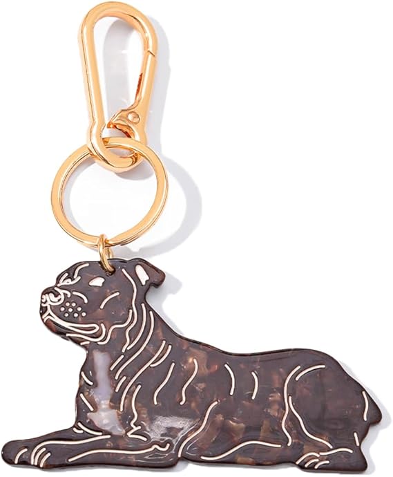 Dog-Shaped Bag Clasp & Keychain Charm- Acetate Animal Clip with Gold-Tone Metal