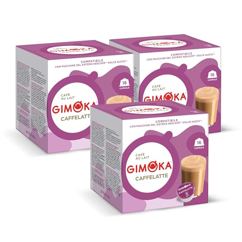 Gimoka - Cápsulas de cafè compatibles con máquinas Nescafè Dolce Gusto®, Café con Leche, 48 cápsulas