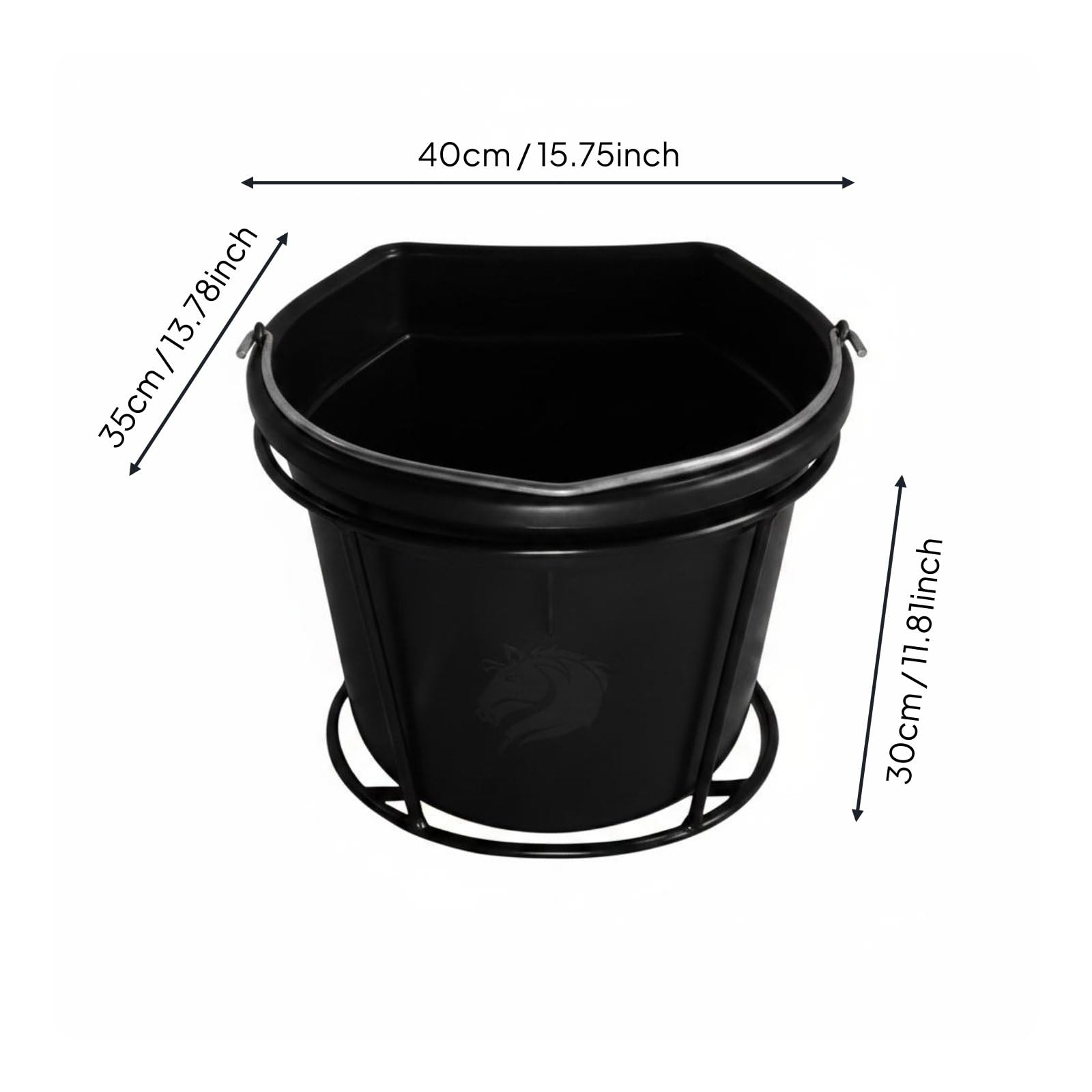 Balde Colgante Gran Capacidad Cubeta Plástica Negra Impermeable Material Ecuestre para Caballeriza