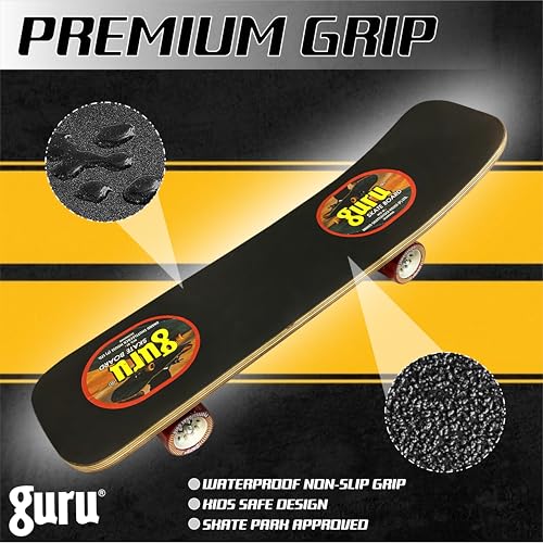 Image of GURU Skateboard, Wooden Non-Slip Skateboard for Kids, Adult, Casterboard /Skate Board /Hoverboard /Longboard for Beginners, Learners, Training Purpose for All Age Group