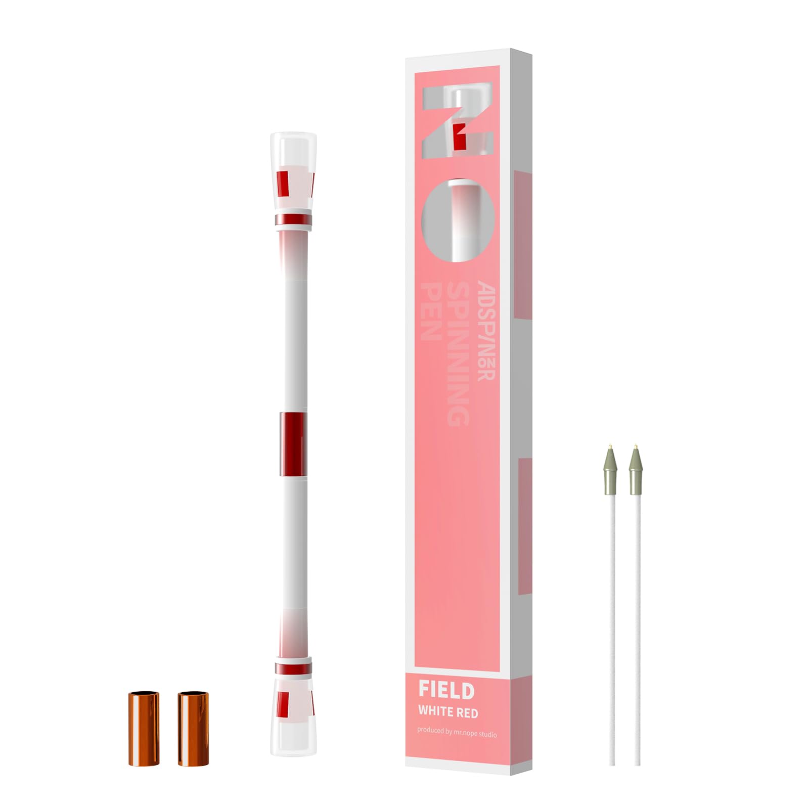 Spinning Pen - Gradient Field White-Red, Rolling Finger Rotating Pen for Beginners, Gaming Trick Pen Mod, Smooth Rolling Trick Pen Ideal for Learning Pen Spinning, Stress Relief for Teens