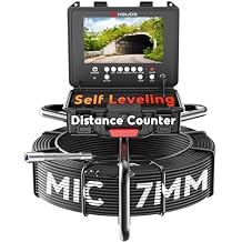 Sewer Camera Self Leveling 100ft, 7mm Thicker Cable Drain Cameras with Distance Counter, 9" 1080P HD Plumbing Camera Snake with Light, Chimney Pipe Inspection Cam with Built-in Mic and DVR 32GB