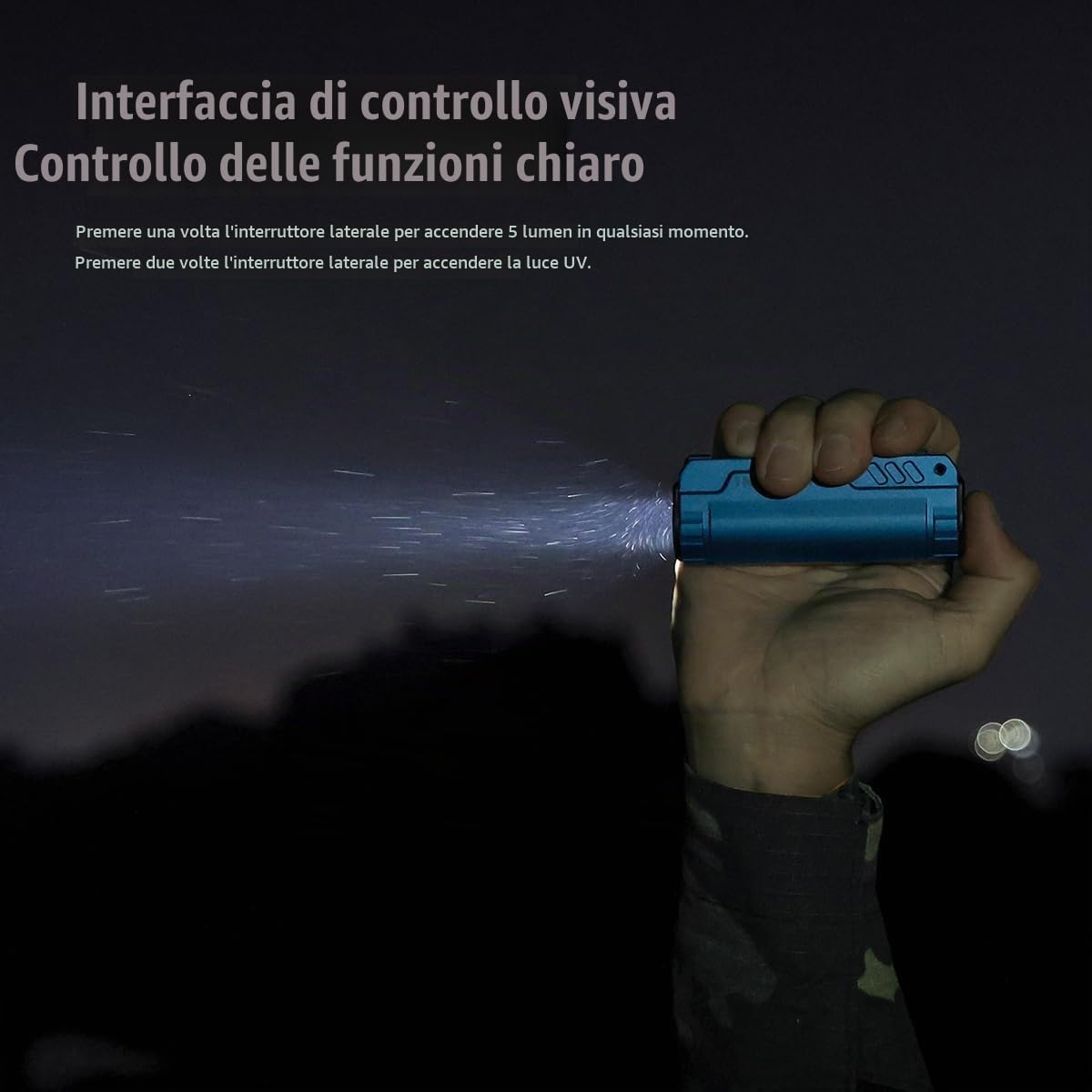 IMALENT BL50, 3600lm LED Mini Torcia Tattica, Luce Bianca e UV raggio ultravioletto, XHP50.3HI, Display OLED, Torcia Ricarica Type-C, IP68 per Escursioni Campeggio Emergenza (Royal Blue)