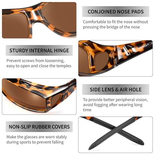 Image of URUMQI Polarized Sunglasses Fit Over Glasses for Men Women, Wraparound Sun Glasses UV400 Protection for Driving Fishing