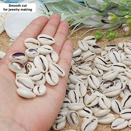 Fun-Weevz 150 Genuine Cowrie Shells For Jewelry Making Adults, 0.7-1.0 Inch Natural Smooth Cut Cowrie Shell Beads For Necklace And Bracelet, Puka Shells Bulk, Beachy Surfer Seashells Home Decor #TOP1