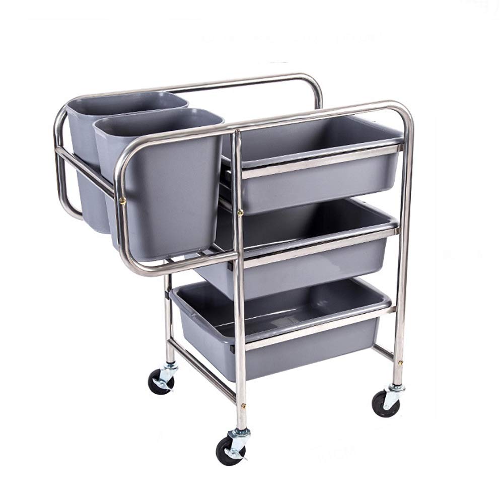 Carrello multiuso a 3 ripiani in acciaio inox, versatile carrello da cucina e carrello da portata con freno, soluzione ideale per casa, ristorazione e bellezza, grigio