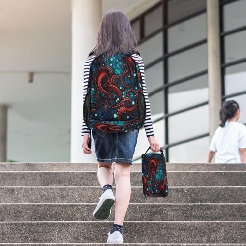 Oeuvre abstraite pieuvre sur ensemble sac à dos pour étudiants design - 6