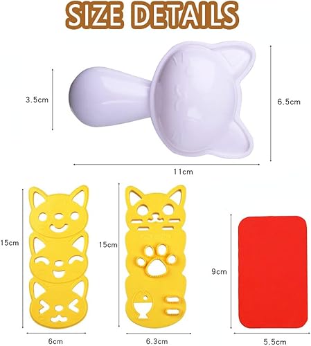 Miniatura 6 de Molde de bola de arroz para gatos y gatitos, molde de sushi para animales, herramientas de cocina, molde de prensa de bolas de arroz con cortador