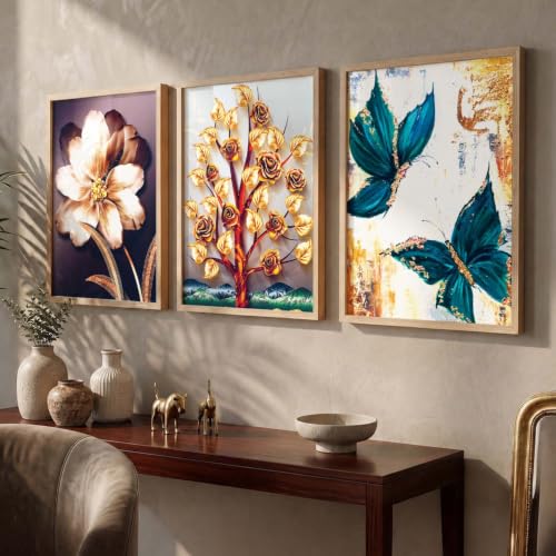 Image of kotart Paintings Modern Art Wall Decor Framed Paintings for Bedroom Room Living Room - Framed Wall Posters /Multicolor,Set of 3 (Art 1, 13x17 inch)