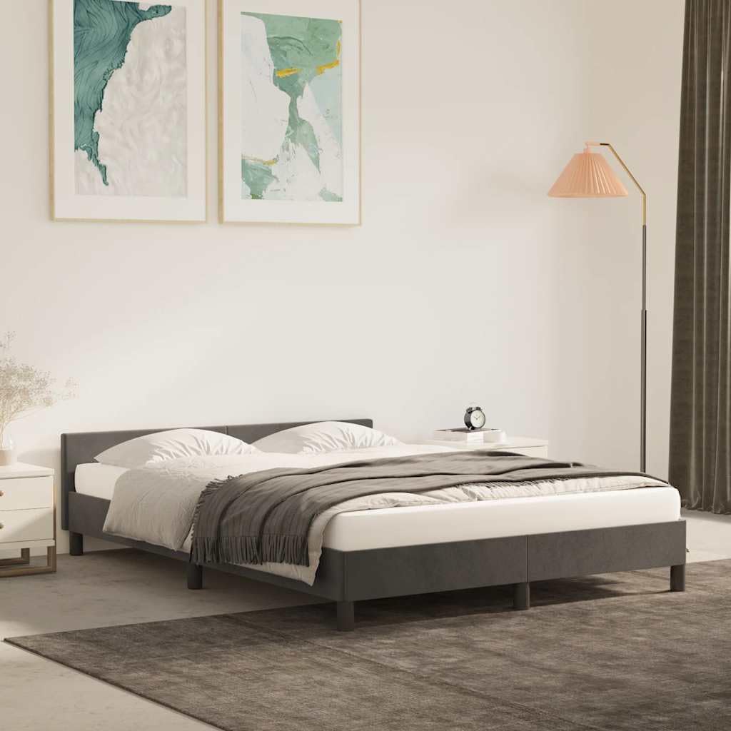 Marco de cama sin colchón (140 x 200 cm), color gris oscuro, cama y plataforma con soporte para listones de montaje fácil para dormitorio, adultos