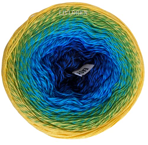 Image of Yarn Art YarnArt Flowers Yarn 55% Cotton 45% Acrylic 250gr 1094yds Multicolor Cotton Yarn Rainbow Crochet Yarn Spring Summer - 1 Fine Sport Skein (304)