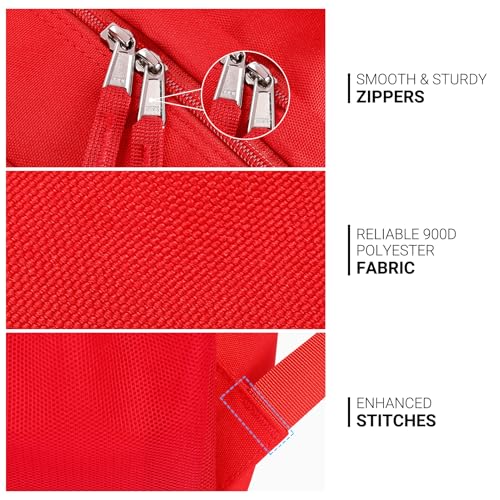 Image of ZORFIN 26L Backpack for College, and Travel: Water Resistant Bookbag - Red