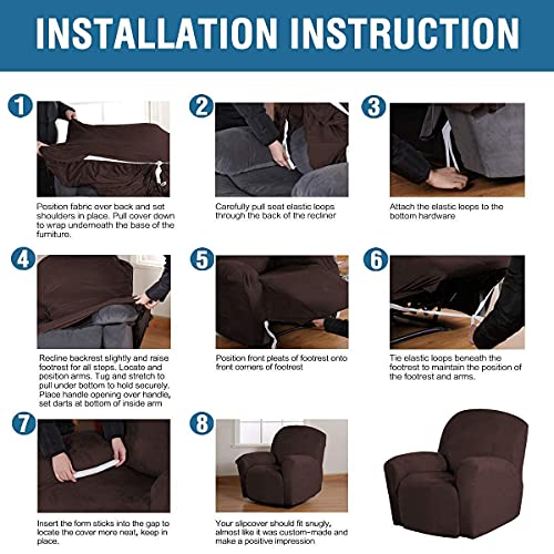 H.versailtex Recliner Chair Cover Velvet Plush 1-Piece Bundles Velvet Plush Ottoman Slipcovers(X-Large, Brown) #TOP3