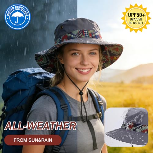 Image of GUSTAVE Sun Hats for Men Wide Brim Summer Sun Protection Cap for Men UV Protection Round Sun Cap for Hiking, Fishing, Gardning, Travel