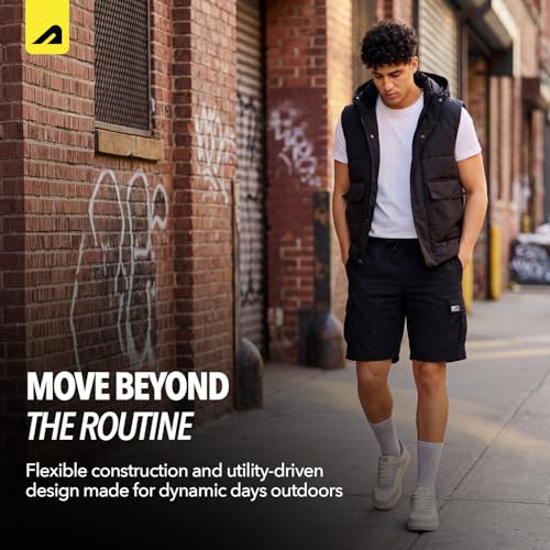 Image of Boldfit Cargo Shorts for Men with Elastic Drawstring Waist, Multi Utility Pocket Short Pant for Men Zipper Design Summer Half Pant for Man Trekking, Hiking & Street Style