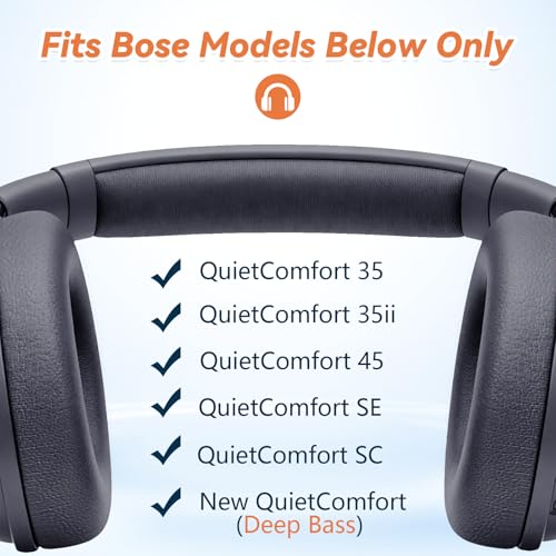 Image of Aurivor Replacement Ear Pads for Bose QuietComfort 45 35 ii (QC45 QC35) Headphones, Earpads Cushions for QC SE SC & New Quiet Comfort (Deep Bass), with Softer Foam & Protein Leather (Eclipse Grey)