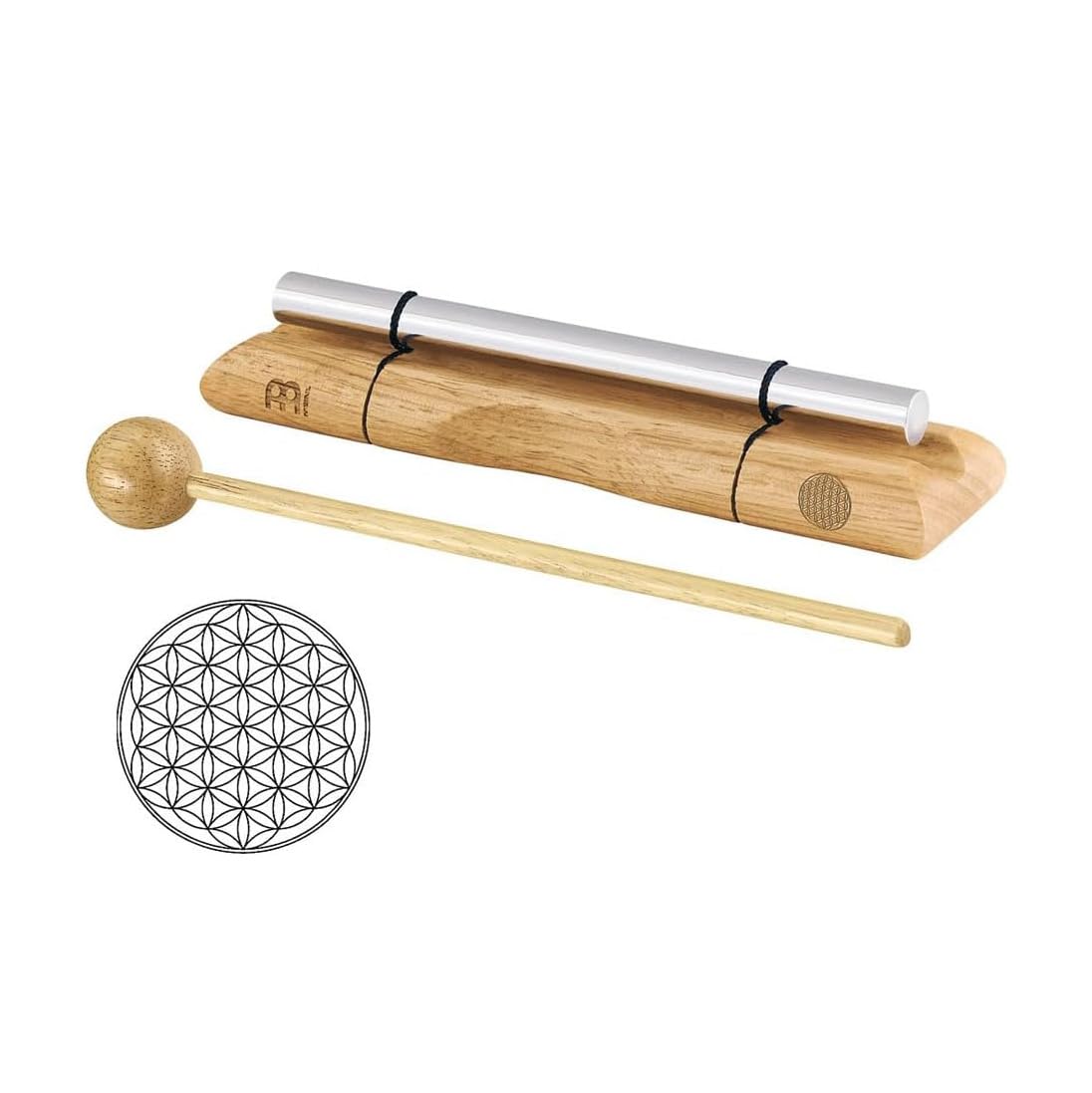 Sonic Energy Blume des Lebens Set, 2-teilig (TF+EC-FOL-SET) | Inkl. Stimmgabel 128 Hz/Ton C3, Klangstab 2048 Hz/Ton C7, Hülle und Holzschlägel