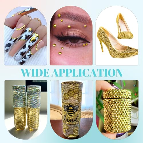 Image of 6100Pcs Resin Rhinestones for Crafting with 2Pcs 10ml B7000 Jewelry Glue, 1 Box Flatback Crystals Diamond (Bright Gold) for Bedazzling Crafts DIY Nail Art，Non Hotfix Gems for Clothing Shoes Tumblers