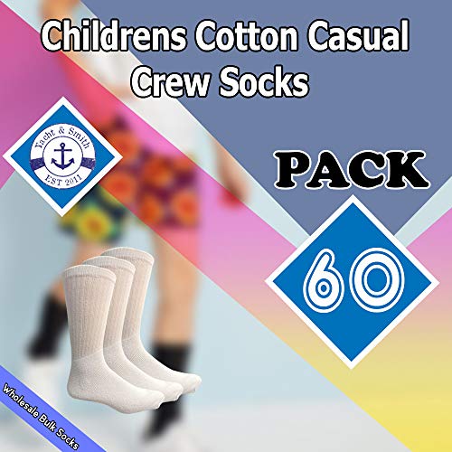 Yacht & Smith Wholesale Kids Crew Socks, Childrens Cotton Casual Crew Socks Size 4-62